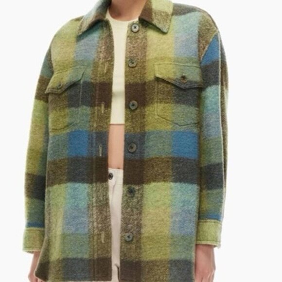 Aritzia Wilfred Wool Checker Ganna Jacket Green Blue – L - Picture 2 of 12